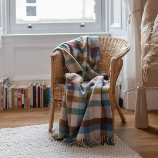 Recycled Wool Blanket in Rainbow Check^Be Home Sale