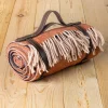 Recycled Wool Waterproof Picnic Blanket in Rust Herringbone - Brown Le^Be Home Best