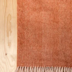 Recycled Wool Waterproof Picnic Blanket in Rust Herringbone - Brown Le^Be Home Best
