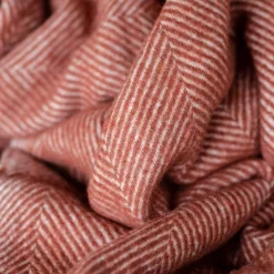 Recycled Wool Waterproof Picnic Blanket in Rust Herringbone - Brown Le^Be Home Best