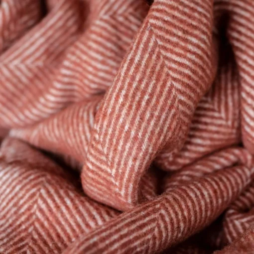 Recycled Wool Waterproof Picnic Blanket in Rust Herringbone - Brown Le^Be Home Best