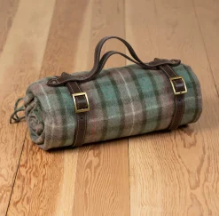 Recycled Wool Waterproof Picnic Blanket in Fraser Hunting Weathered Ta^Be Home Store