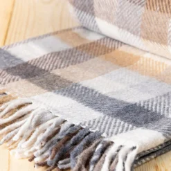 Recycled Wool Waterproof Picnic Blanket in Neutral Herringbone Check -^Be Home Best Sale