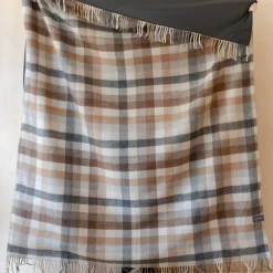 Recycled Wool Waterproof Picnic Blanket in Neutral Herringbone Check -^Be Home Best Sale