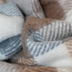 Recycled Wool Waterproof Picnic Blanket in Neutral Herringbone Check -^Be Home Best Sale