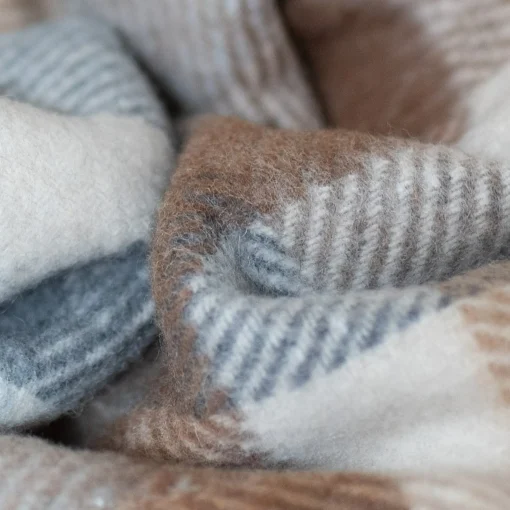 Recycled Wool Waterproof Picnic Blanket in Neutral Herringbone Check -^Be Home Best Sale