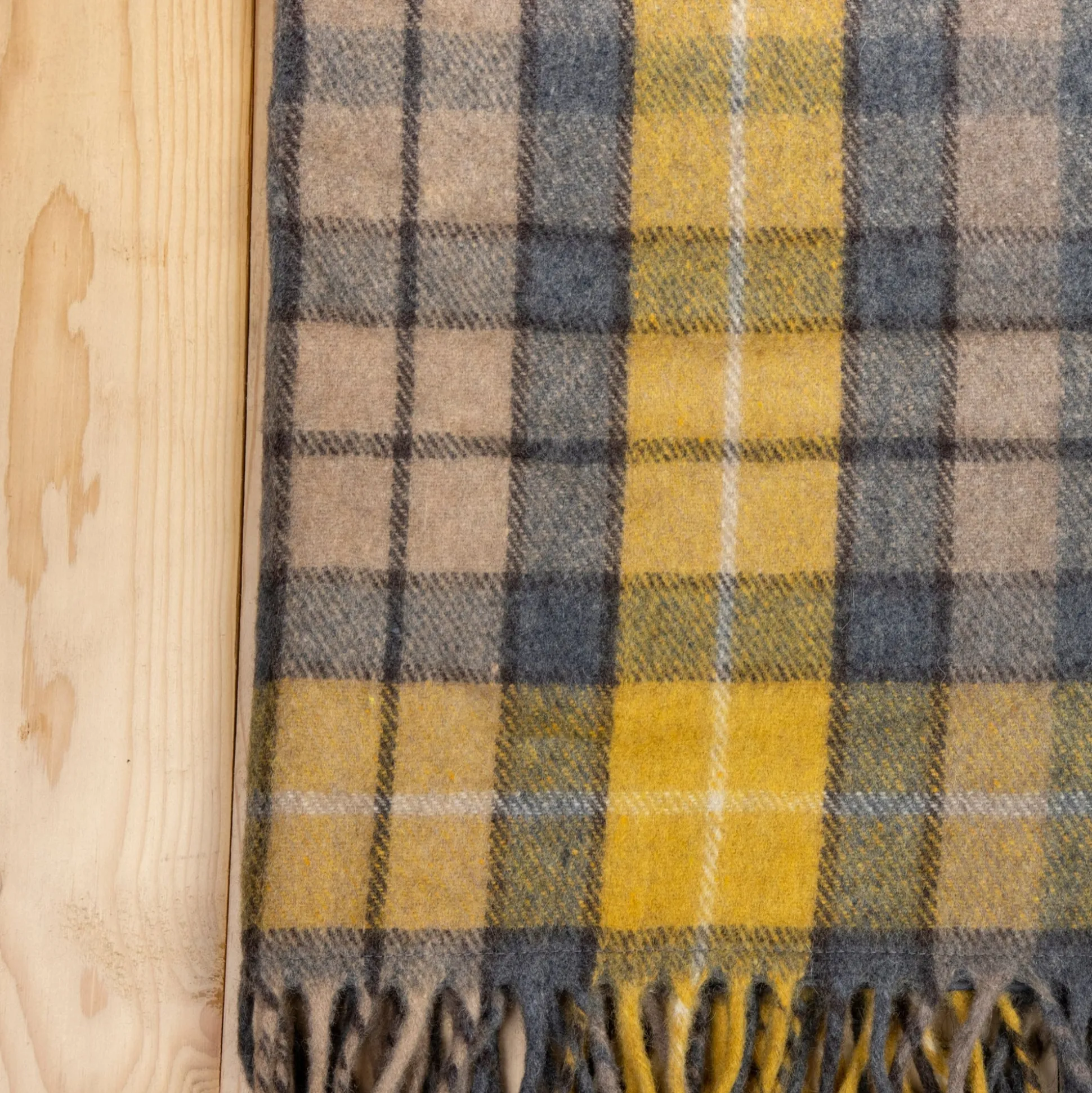 Recycled Wool Waterproof Picnic Blanket in Buchanan Natural Tartan - B^Be Home Cheap