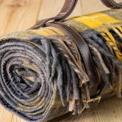 Recycled Wool Waterproof Picnic Blanket in Buchanan Natural Tartan - B^Be Home Cheap