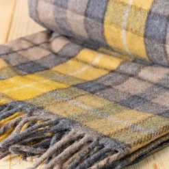 Recycled Wool Waterproof Picnic Blanket in Buchanan Natural Tartan - B^Be Home Cheap