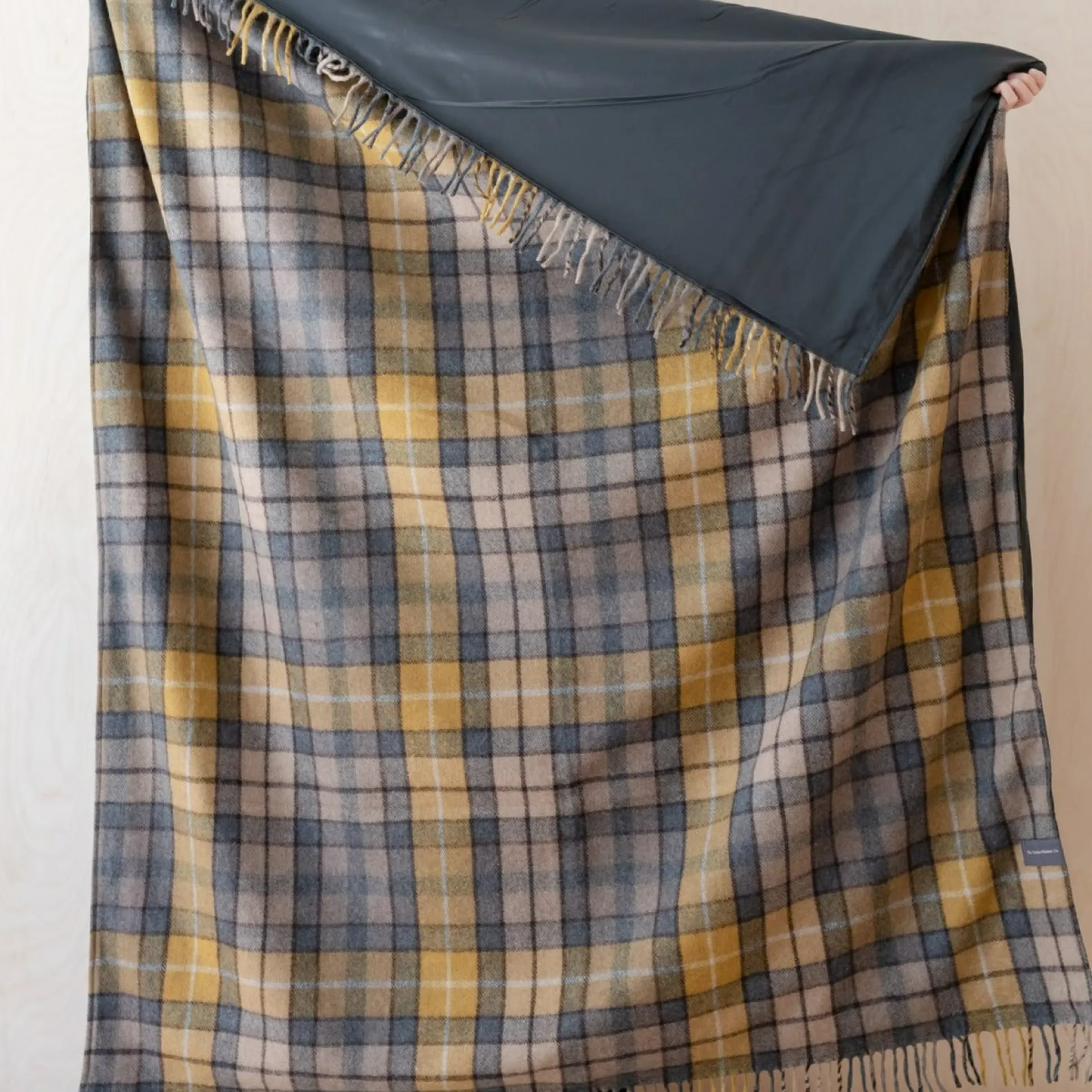 Recycled Wool Waterproof Picnic Blanket in Buchanan Natural Tartan - B^Be Home Cheap