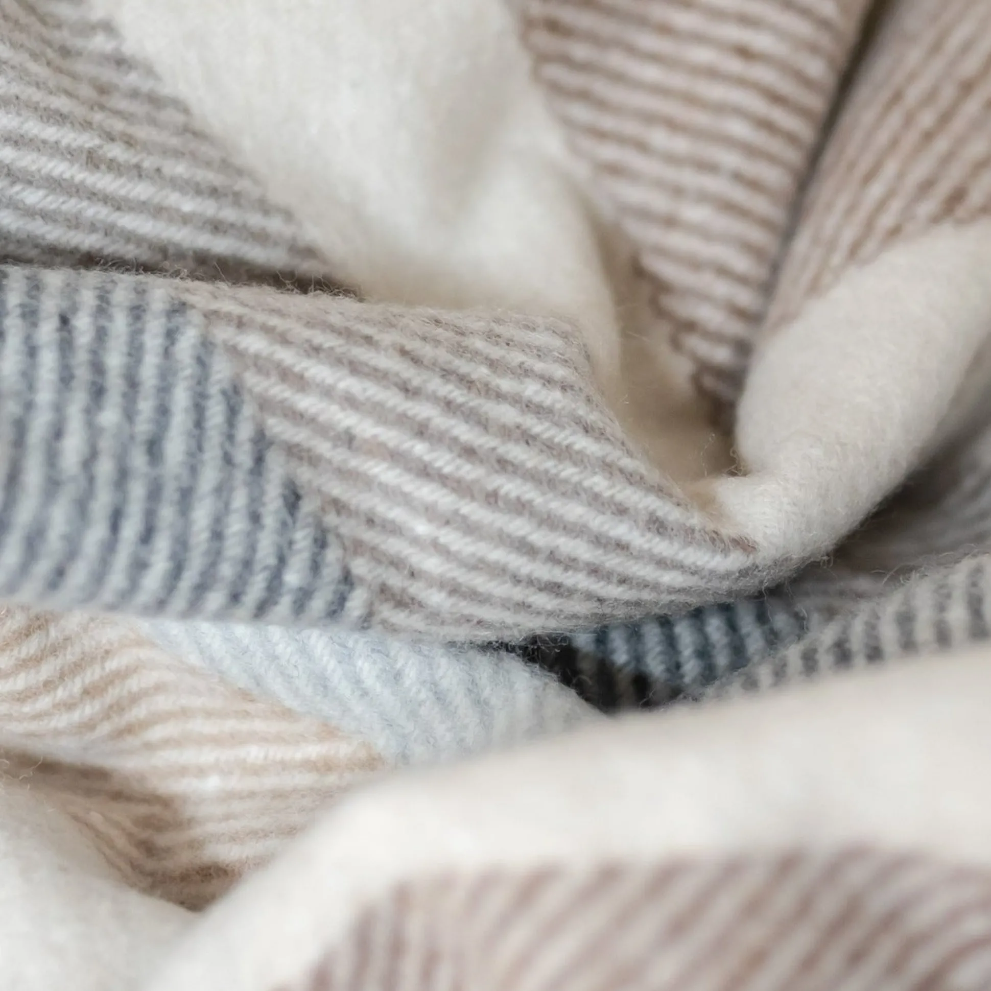 Recycled Wool Waterproof Picnic Blanket in Neutral Stripe - Brown Leat^Be Home Best