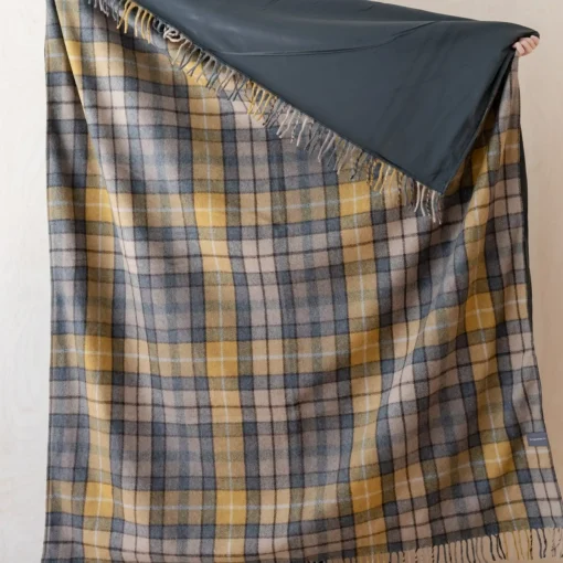 Recycled Wool Waterproof Picnic Blanket in Buchanan Natural Tartan - B^Be Home Clearance