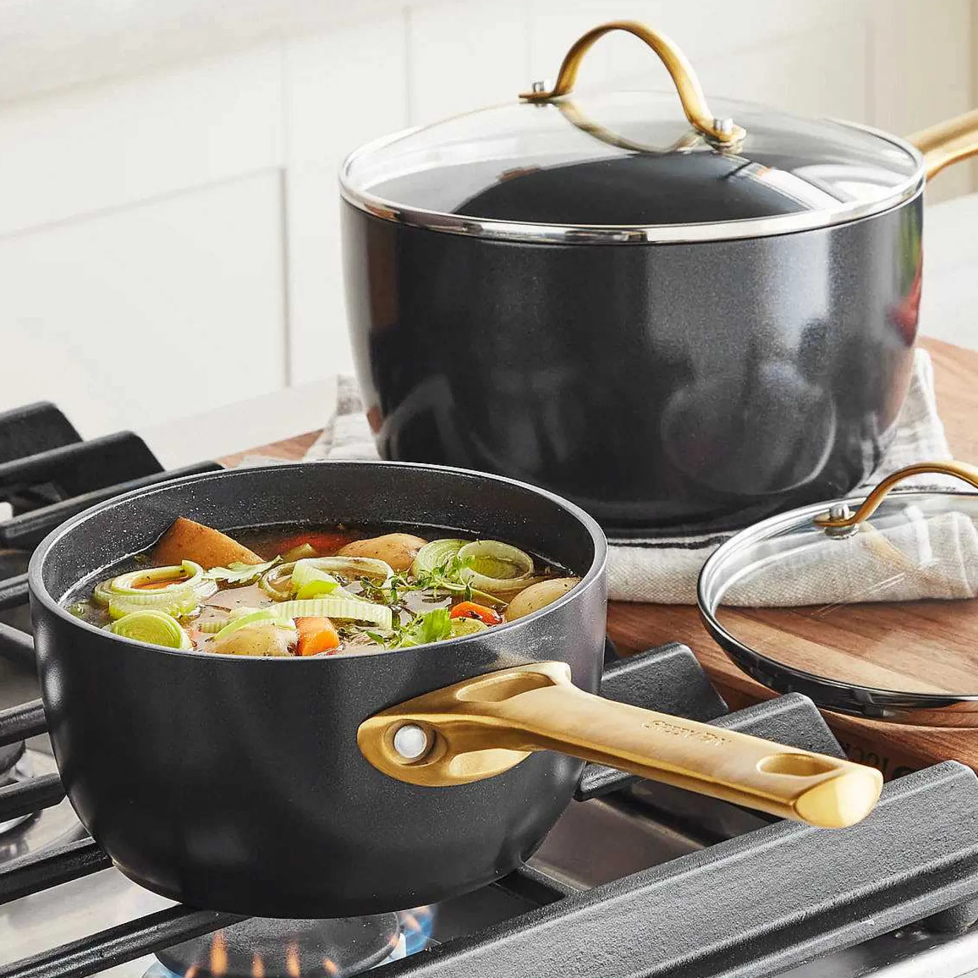 Reserve Cookware 4 Piece Pot Set, Black