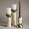 Reversible Candle Holders, Set of 3, Travertine^Be Home Sale