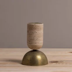 Reversible Candle Holders, Set of 3, Travertine^Be Home Sale