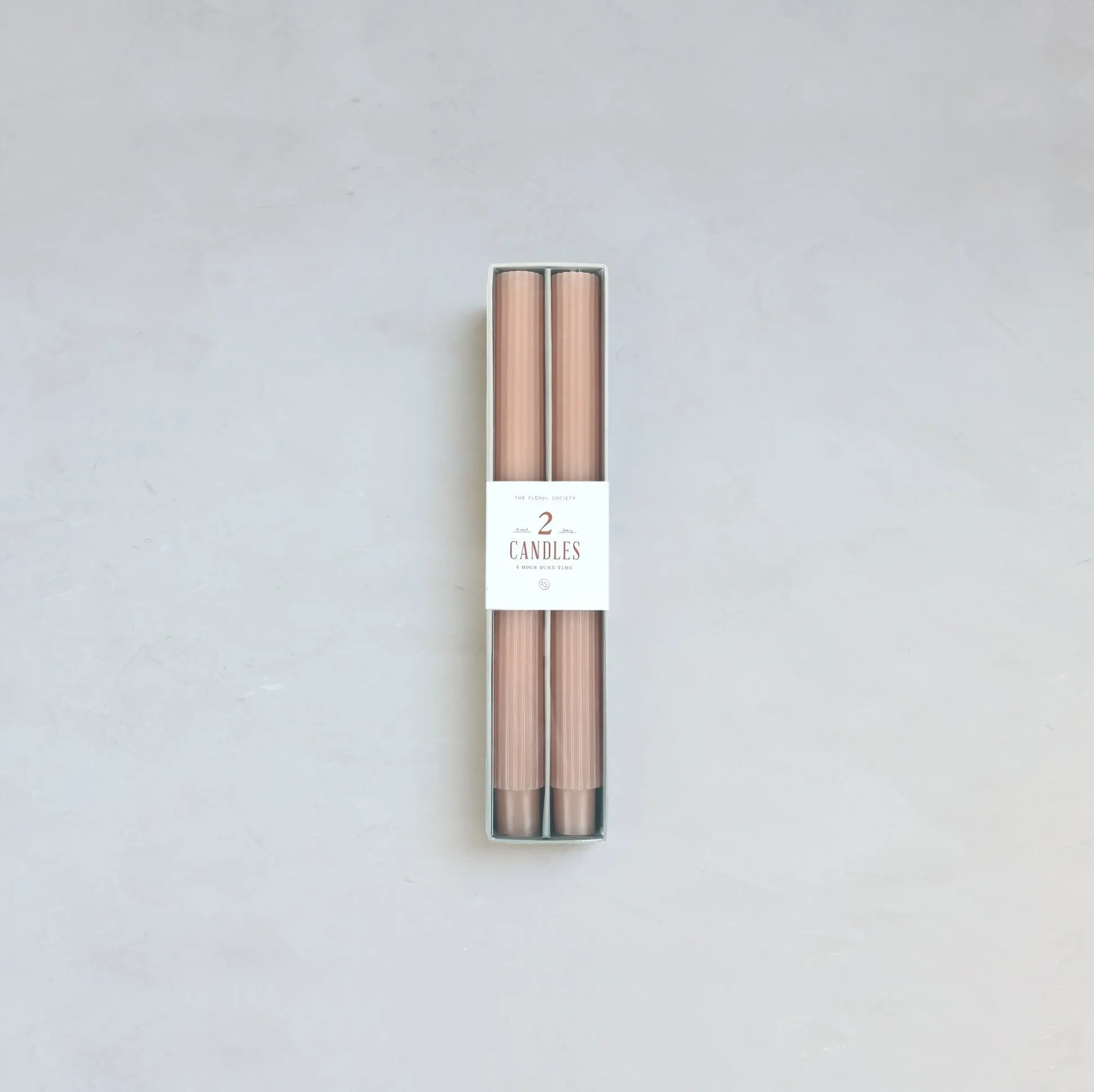 Ribbed Taper Candle, Set of 2, Petal^Be Home Outlet