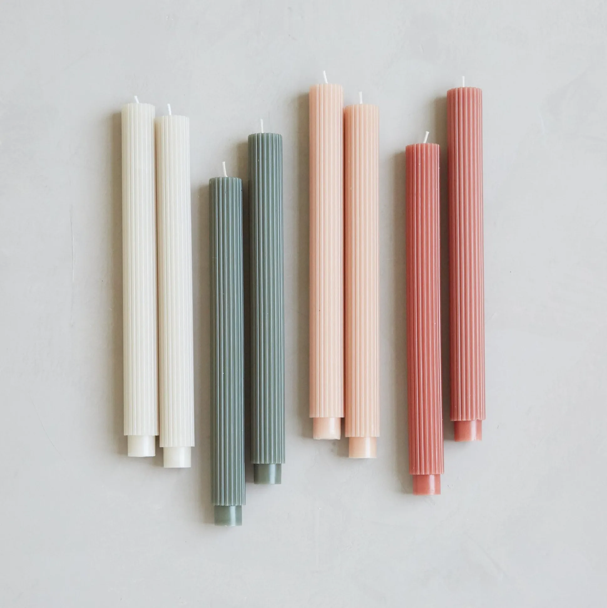 Ribbed Taper Candle, Set of 2, Parchment^Be Home Hot