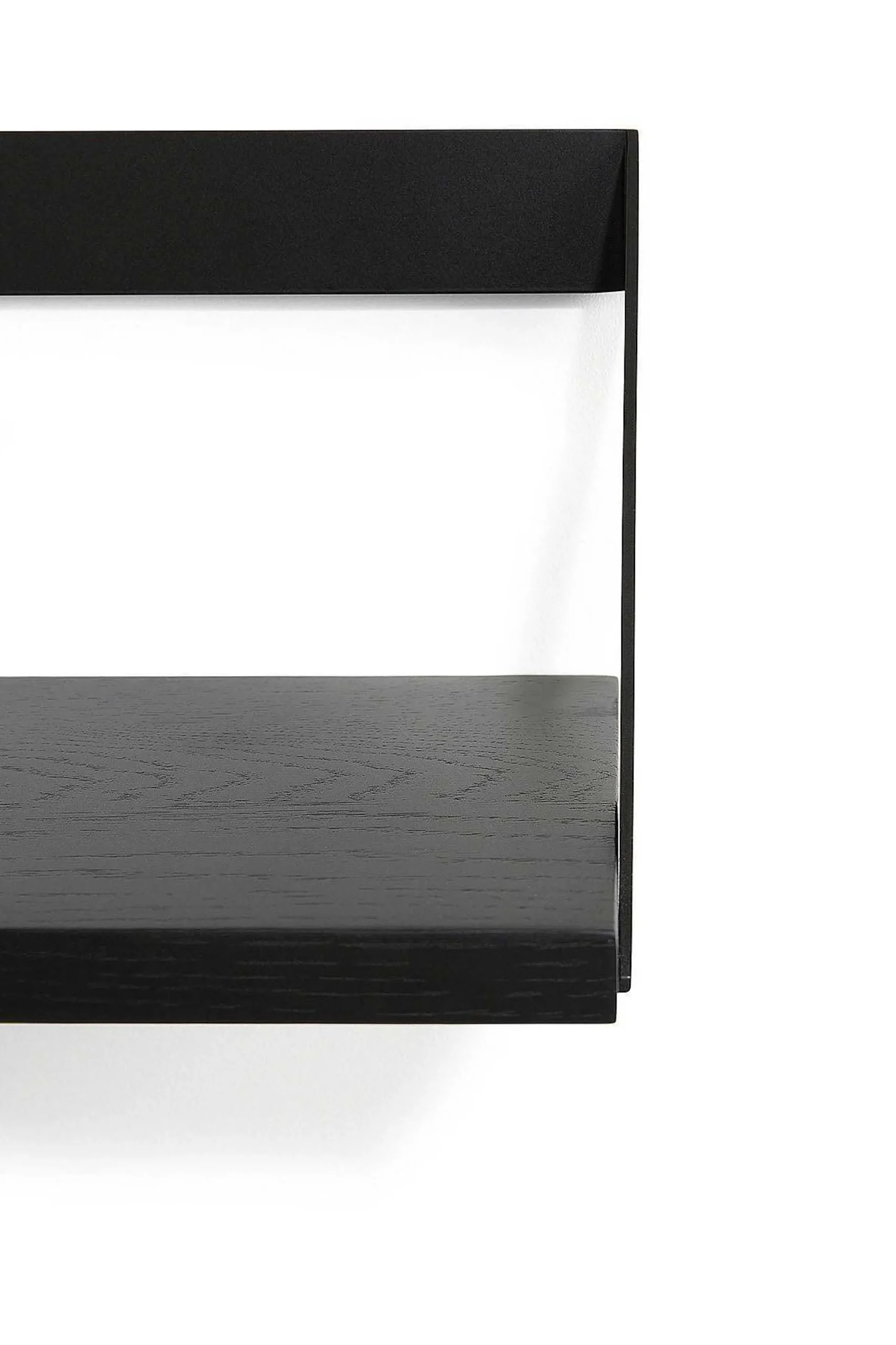 Ribbon Solid Black Oak Shelf with Black Metal, 27.5"