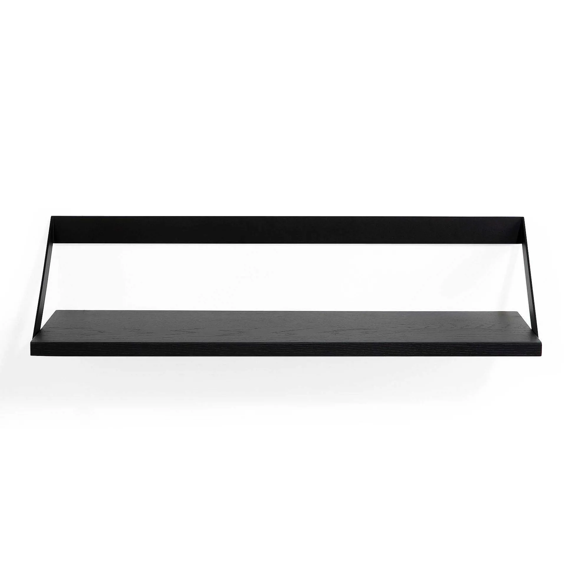Ribbon Solid Black Oak Shelf with Black Metal, 27.5"
