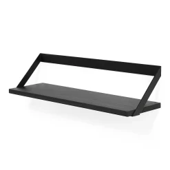 Ribbon Solid Black Oak Shelf with Black Metal, 27.5
