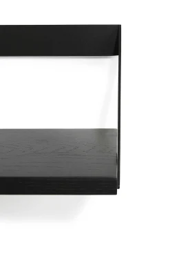 Ribbon Solid Black Oak Shelf with Black Metal, 55
