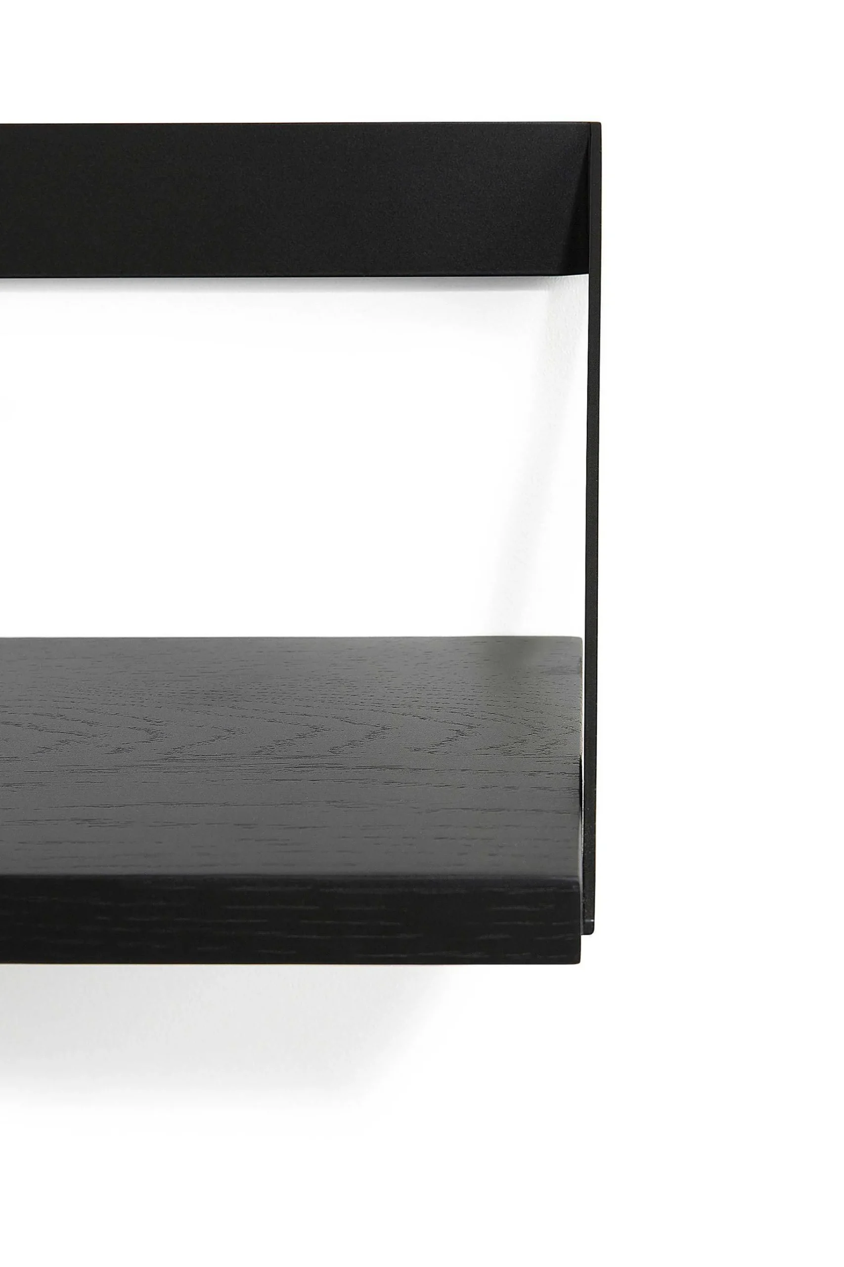 Ribbon Solid Black Oak Shelf with Black Metal, 55"