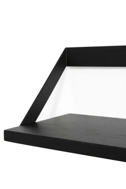 Ribbon Solid Black Oak Shelf with Black Metal, 55