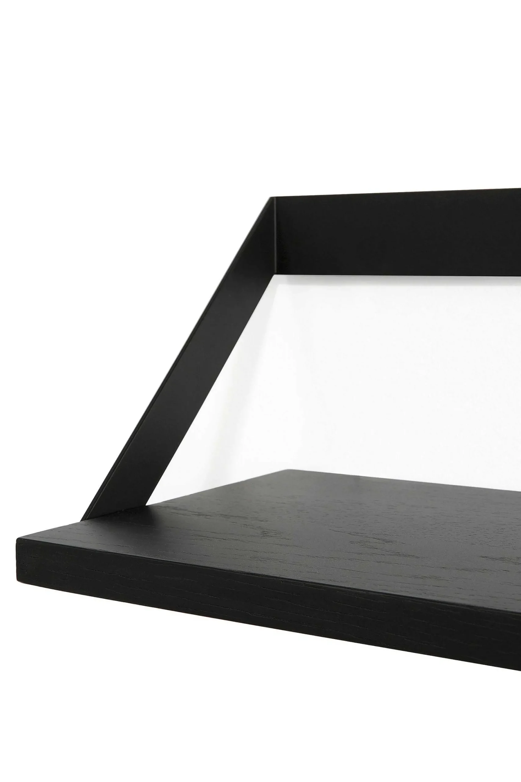 Ribbon Solid Black Oak Shelf with Black Metal, 55"