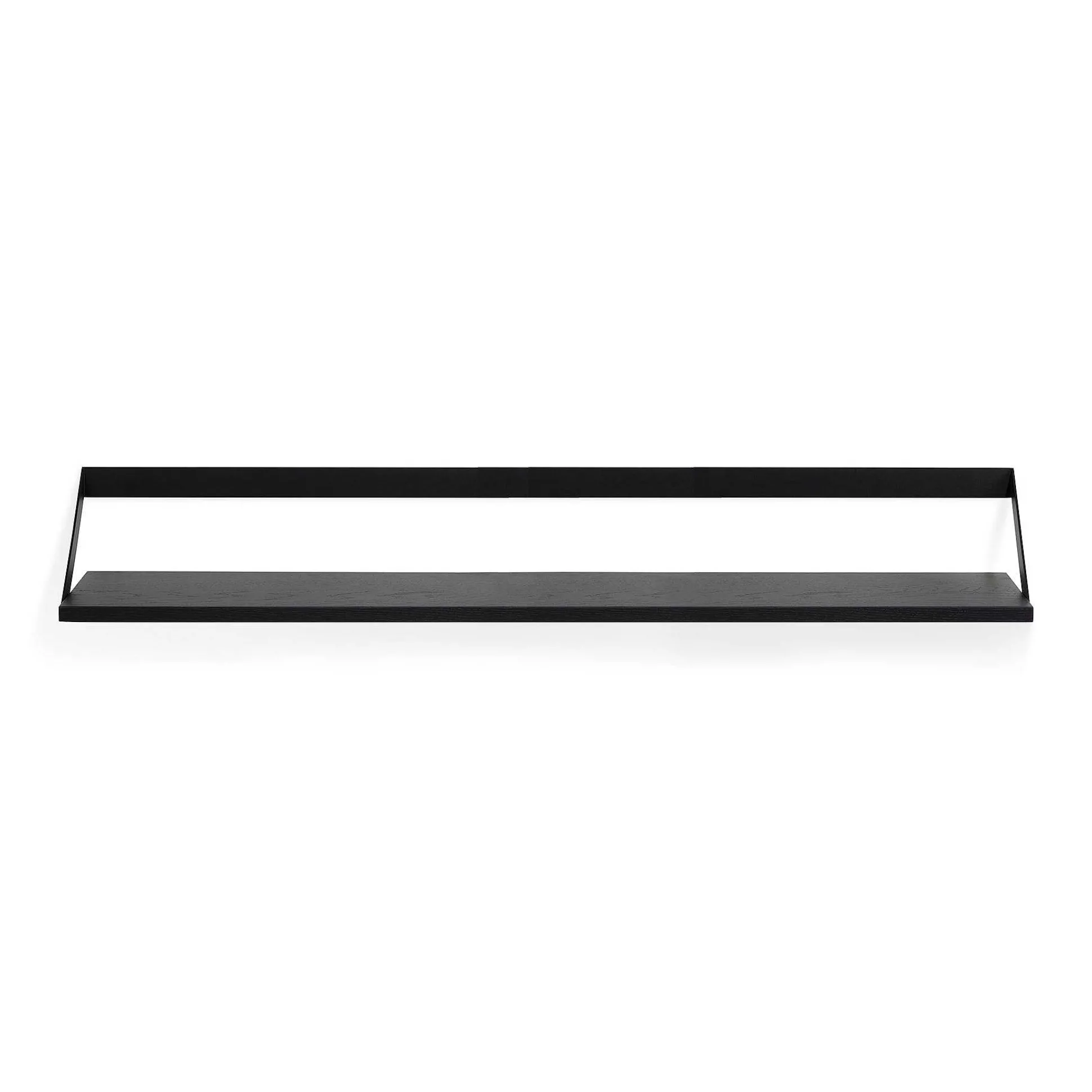 Ribbon Solid Black Oak Shelf with Black Metal, 55"