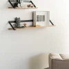 Ribbon Solid Oak Shelf with Black Metal, 55"