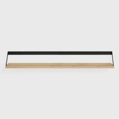 Ribbon Solid Oak Shelf with Black Metal, 55