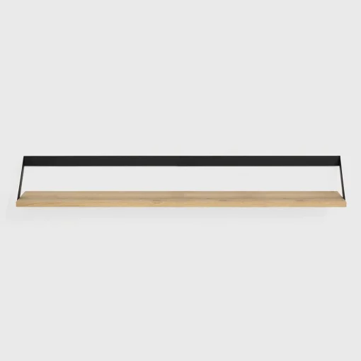 Ribbon Solid Oak Shelf with Black Metal, 55"