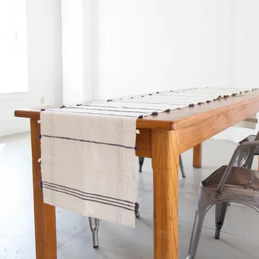 Ribbons Cotton Table Runner, Navy^Be Home Clearance