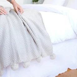 Riley Oversized Throw, Taupe^Be Home Clearance