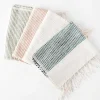 Riviera Striped Cotton Hand Towel, Natural with Navy