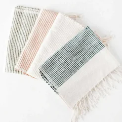 Riviera Striped Cotton Hand Towel, Natural with Navy