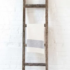 Riviera Striped Cotton Hand Towel, Natural with Navy