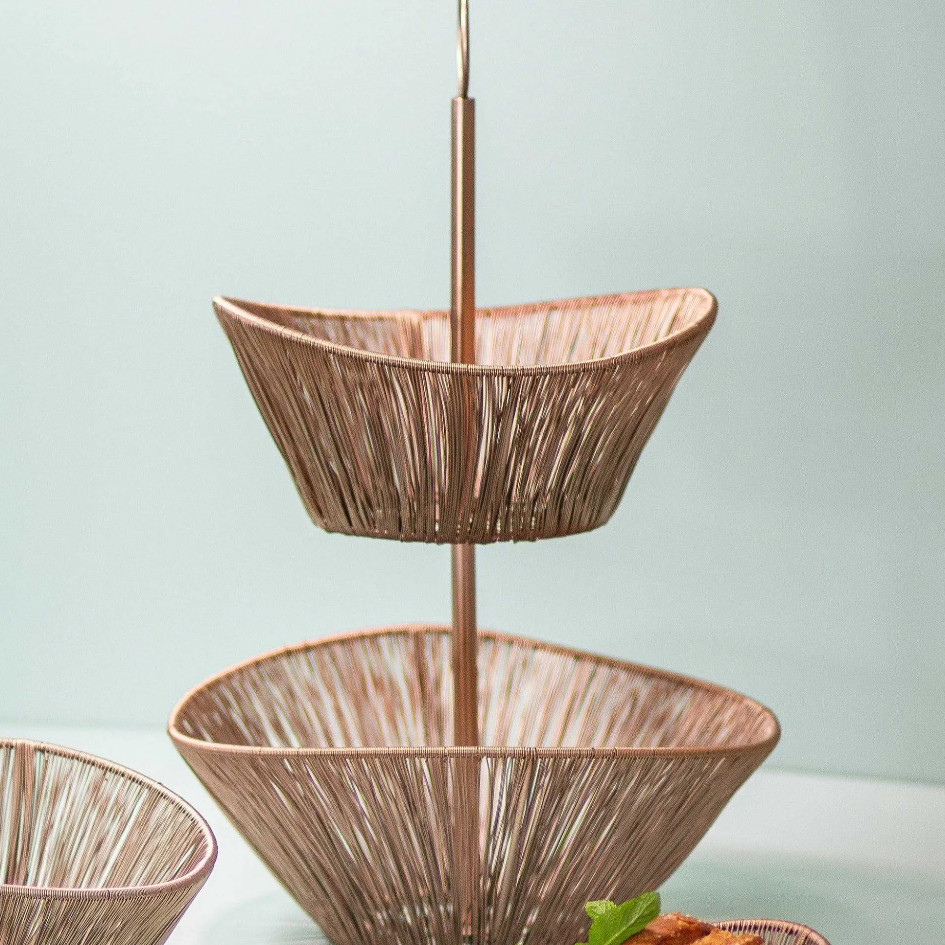 Rosé Rhythm Wire 2-Tier Basket
