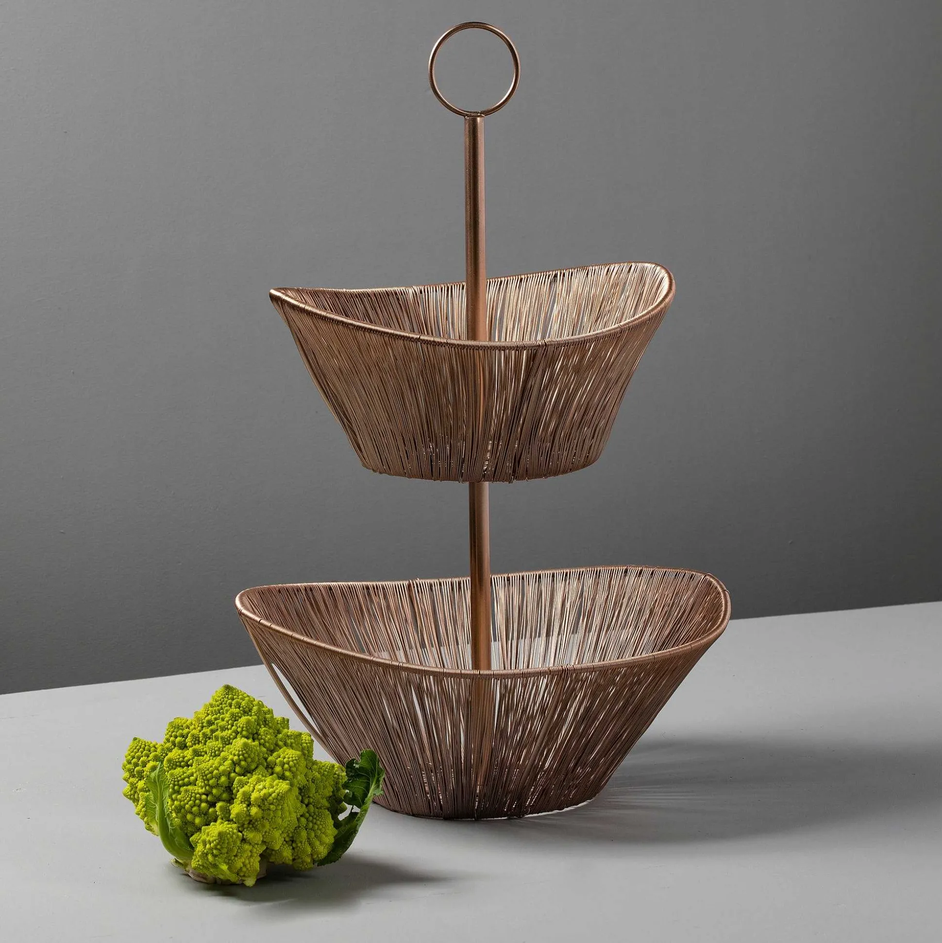 Rosé Rhythm Wire 2-Tier Basket