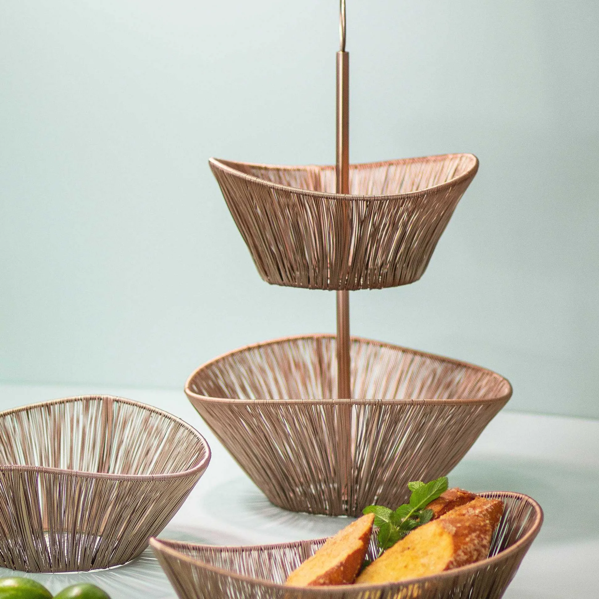 Rosé Rhythm Wire 2-Tier Basket