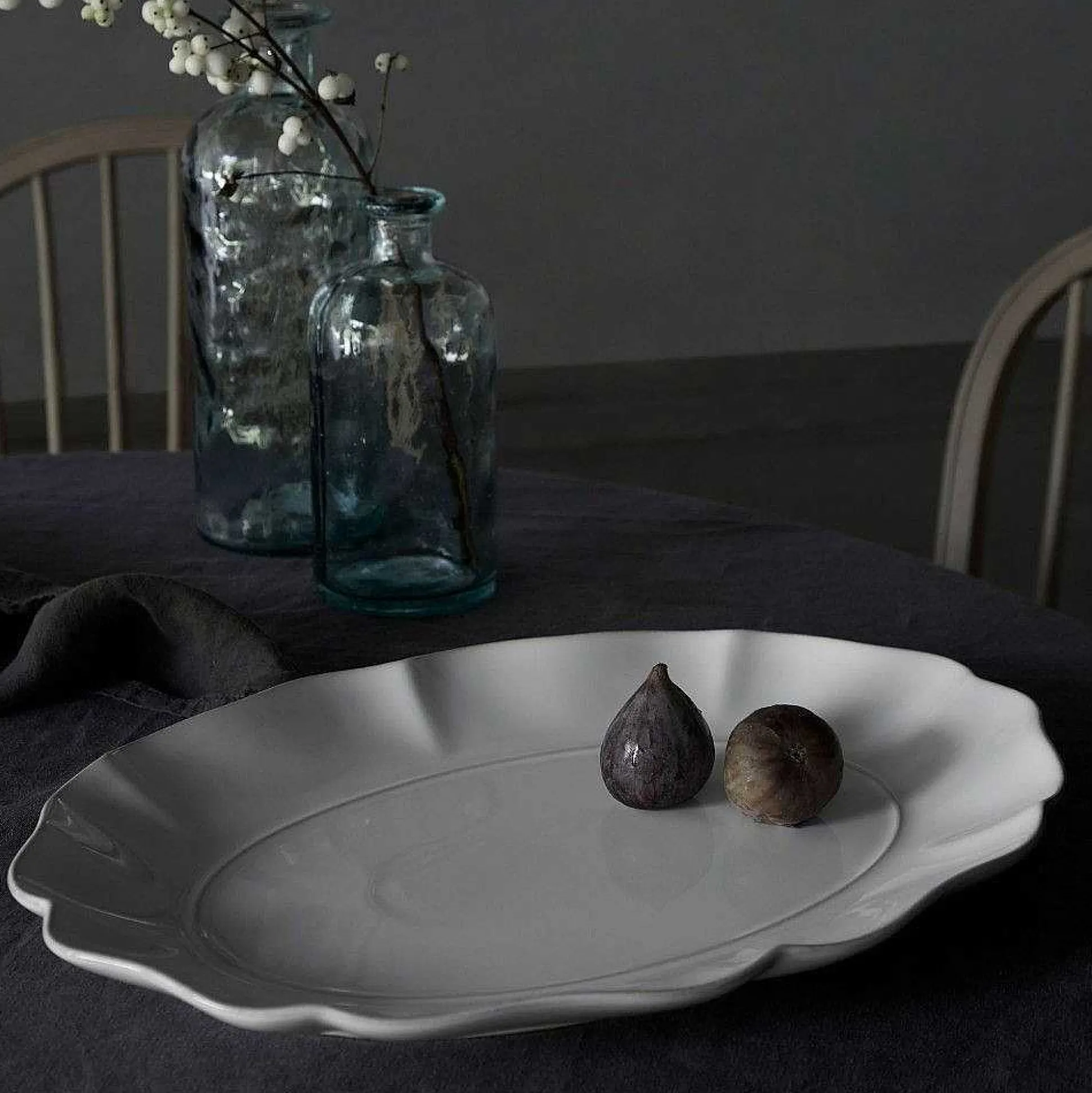 Rosa Oval Platter, White