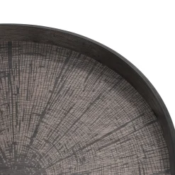 Round Black Slice Varnished Wood Tray, Extra Large