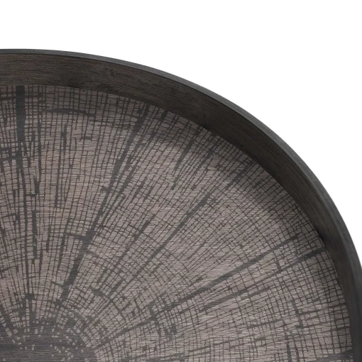 Round Black Slice Varnished Wood Tray, Extra Large
