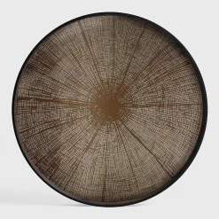 Round Bronze Slice Mirror Tray, Large