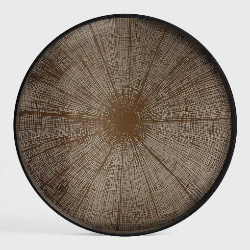 Round Bronze Slice Mirror Tray, Large