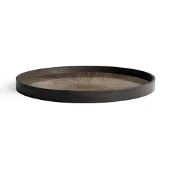 Round Bronze Slice Mirror Tray, Large