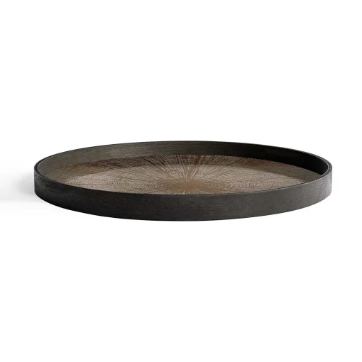 Round Bronze Slice Mirror Tray, Large