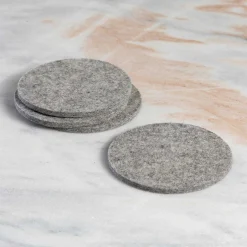Round Felt Coaster, Set of 4, Granite