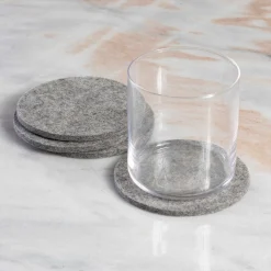 Round Felt Coaster, Set of 4, Granite