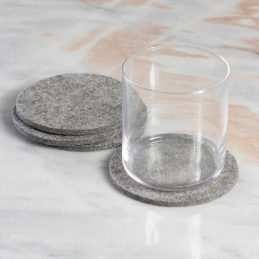Round Felt Coaster, Set of 4, Granite